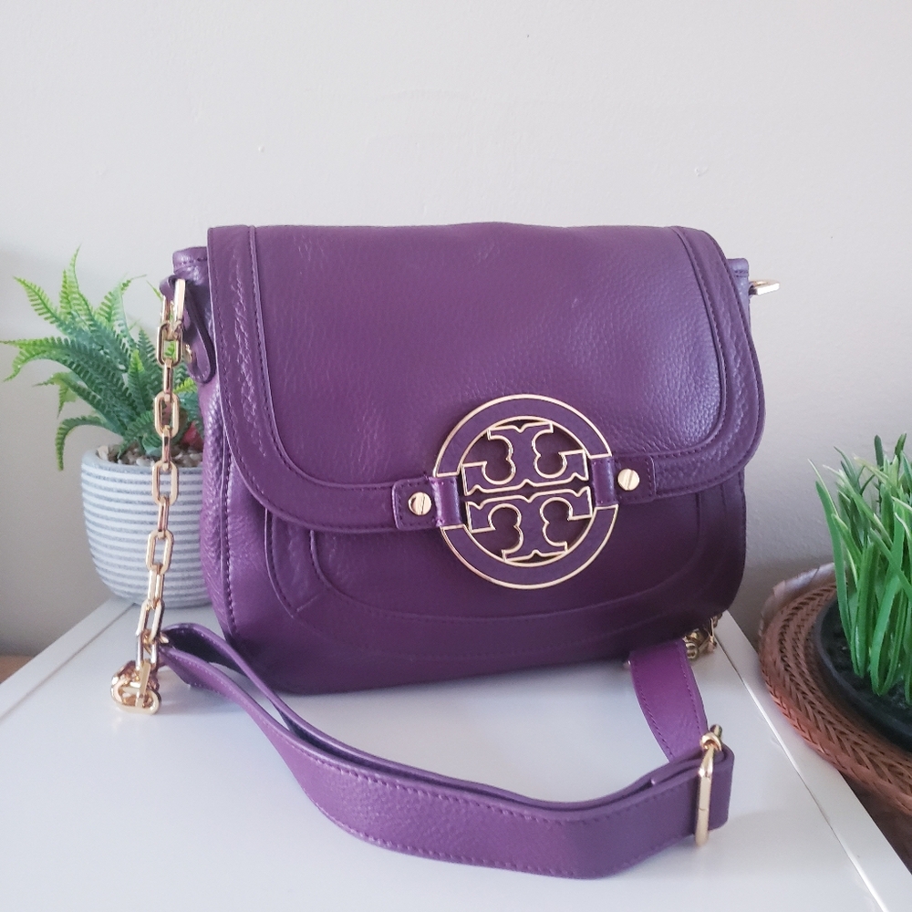 TORY BURCH Pebble Leather Shoulder Bag on Chain - O/S